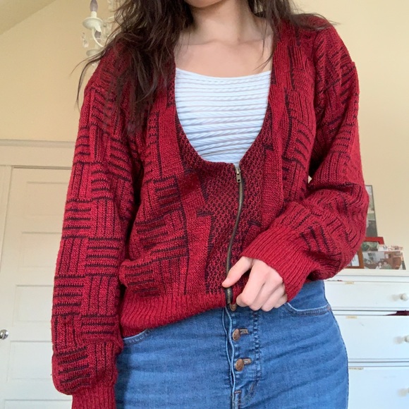 Urban Renewal Red Knit Jacket - Picture 2 of 4